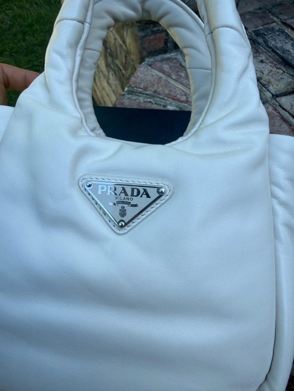 Prada Cream Mini Soft Padded Tote - Picture 10 of 11